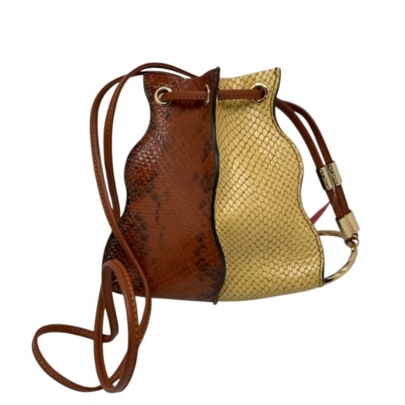 NWT Ulla Johnson Adria Pleated Wave Snake-Embossed Leather Pochette Handbag - Picture 11 of 11